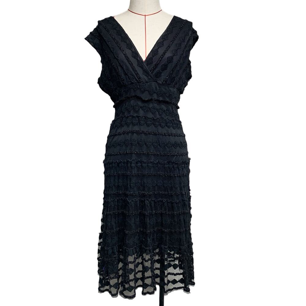 Max Studio Womens Size L Black Cap Sleeve Lace Dress